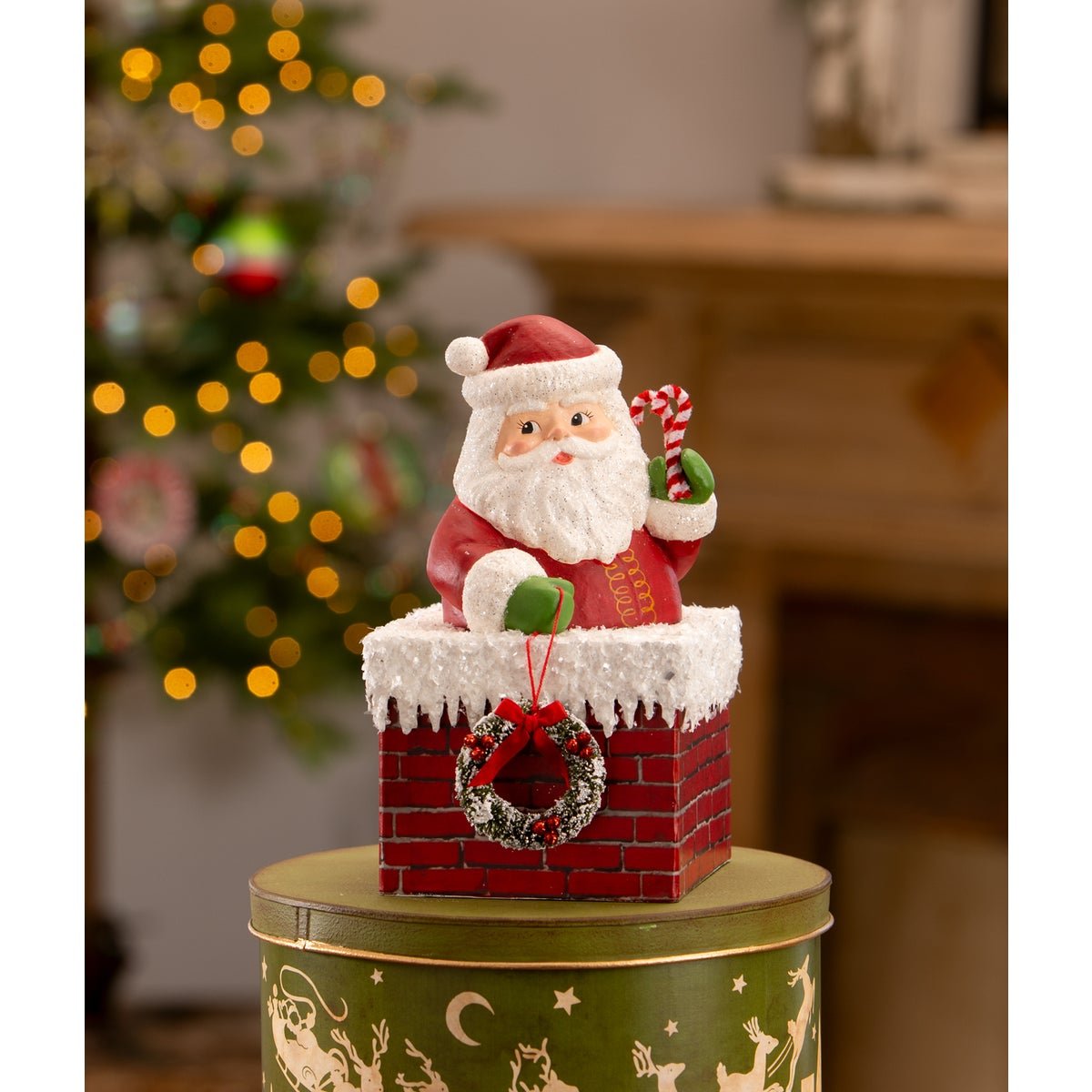 Bethany Lowe Christmas Ho Ho Santa Chimney Container TL3363 - The Primitive Pineapple Collection