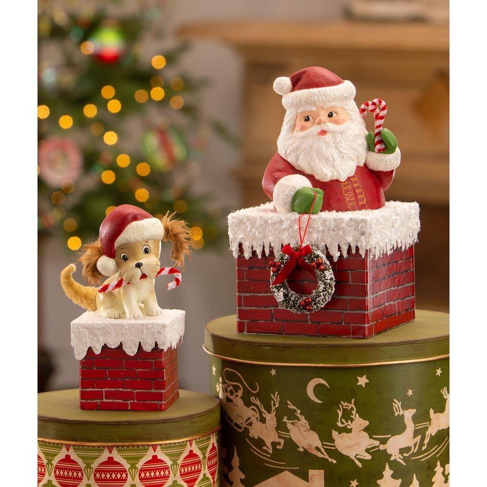 Bethany Lowe Christmas Ho Ho Santa Chimney Container TL3363 - The Primitive Pineapple Collection
