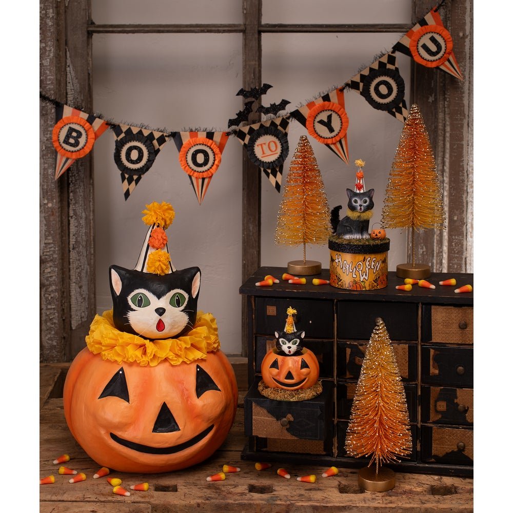 Bethany Lowe Halloween Cecil Cat On Box TL4355 - The Primitive Pineapple Collection