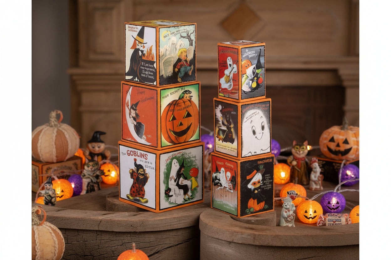 Bethany Lowe Halloween Retro Stacking Blocks TL4356 - The Primitive Pineapple Collection