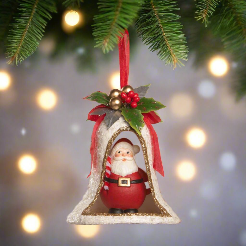 Bethany Lowe Christmas Kitschmas Santa in Bell TL4376 - The Primitive Pineapple Collection