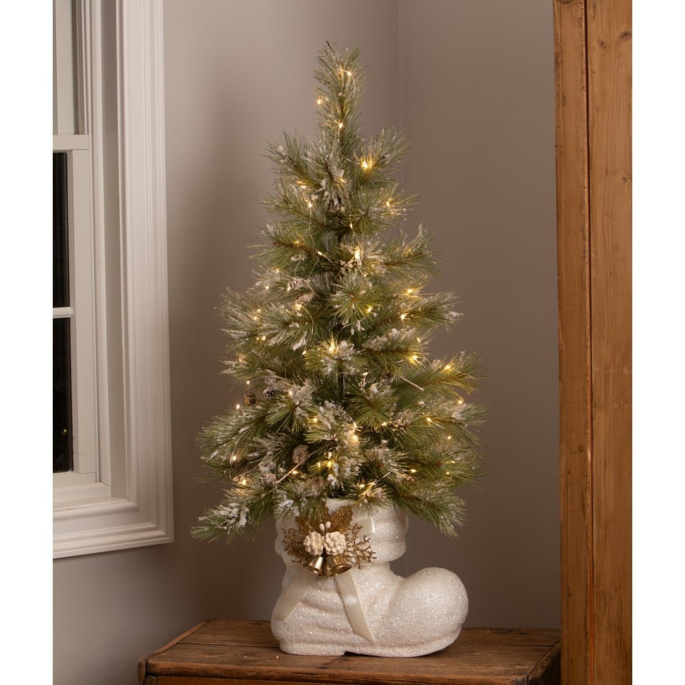 Bethany Lowe Christmas Winter White Santa Boot TL4384 - The Primitive Pineapple Collection