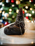 Primitive Handcrafted Christmas Blackened Beeswax Shoe w/ Bottle Brush Tree/Tinsel - The Primitive Pineapple Collection