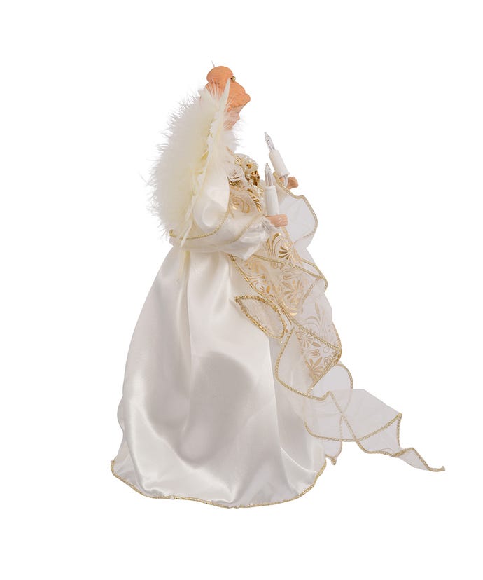 Christmas Vintage Look 12" UL 10 - Light Ivory and Gold Angel Treetop - The Primitive Pineapple Collection