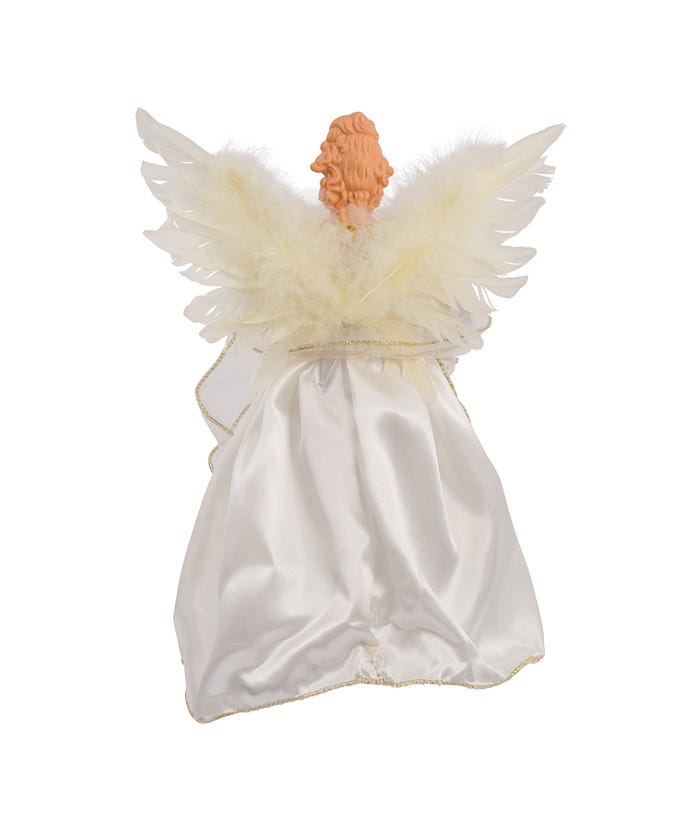 Christmas Vintage Look 12" UL 10 - Light Ivory and Gold Angel Treetop - The Primitive Pineapple Collection