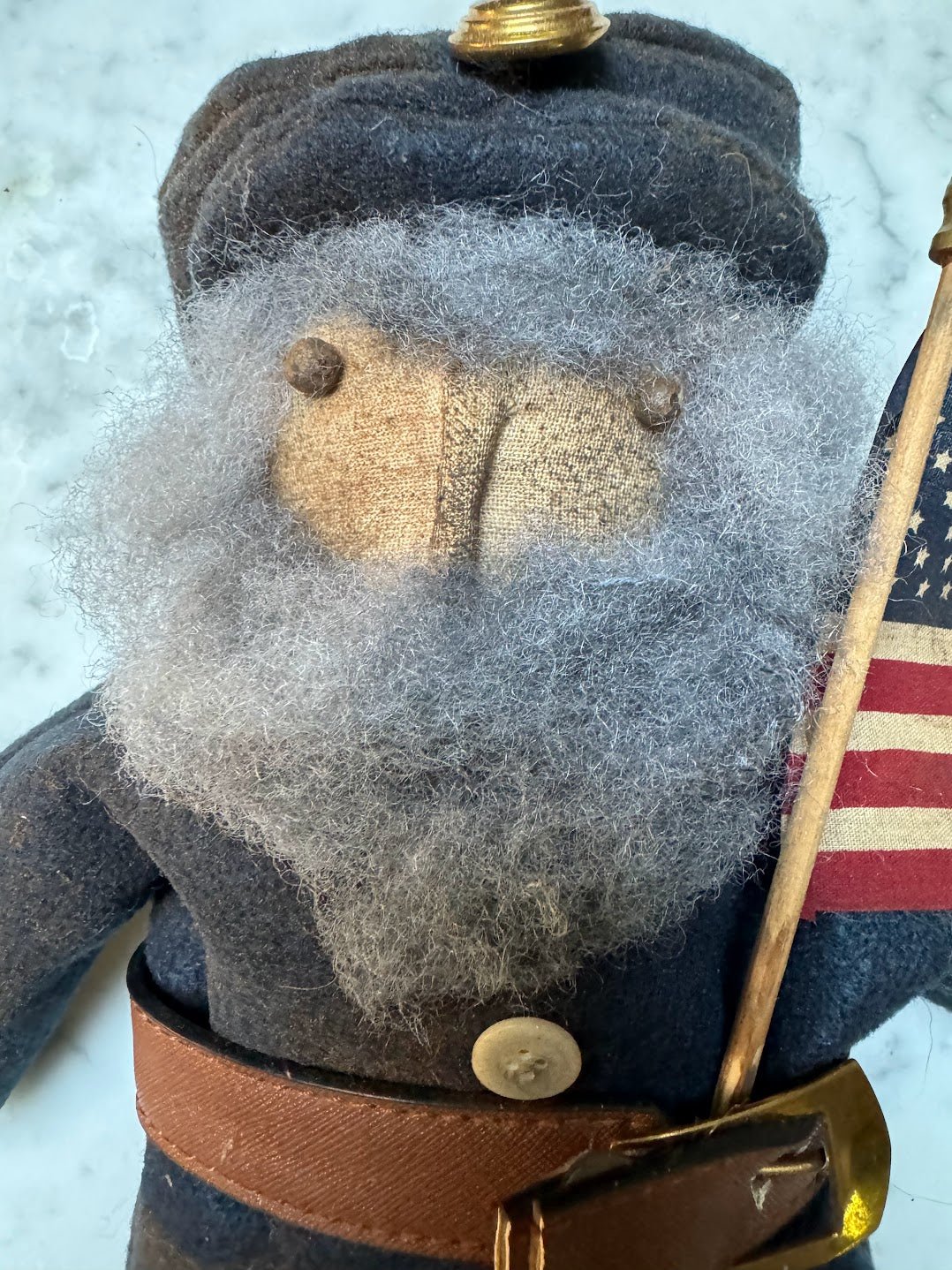 Primitive Farmhouse Handcrafted Civil War Soldier USA Flag Rag Doll 18" - The Primitive Pineapple Collection