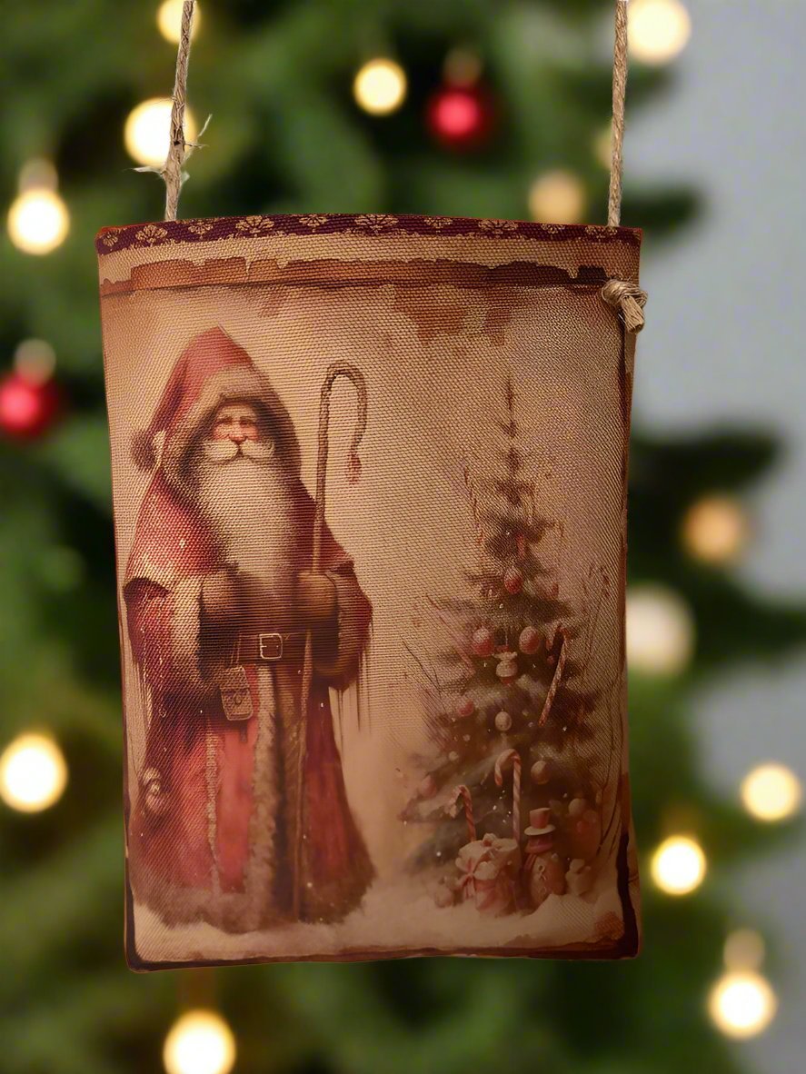 Handcrafted Christmas Primitive Santa Pouch/Bag - The Primitive Pineapple Collection