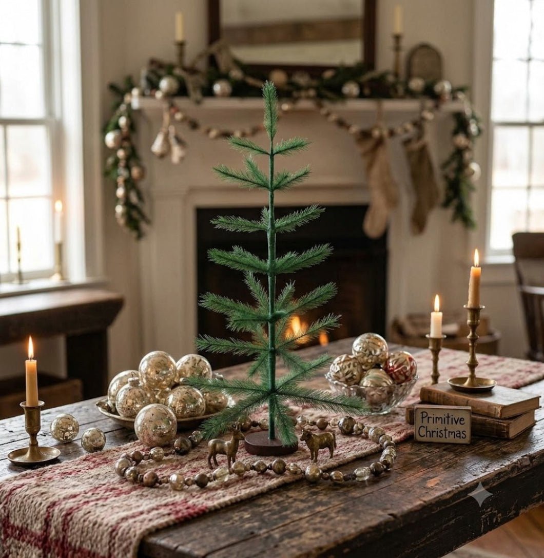 Primitive Farmhouse 36" Emerald Green Feather Tree - The Primitive Pineapple Collection
