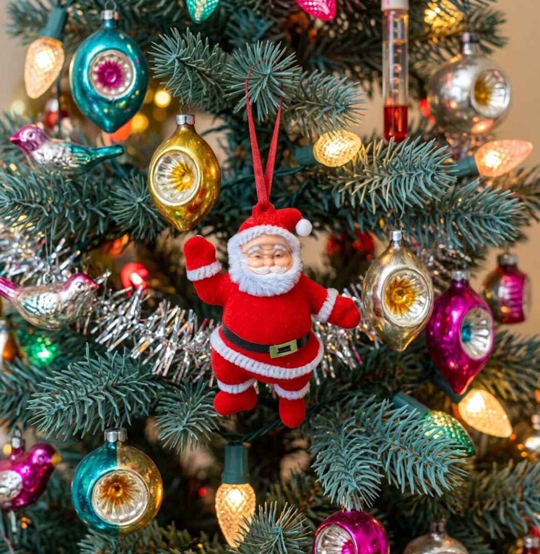 Christmas Vintage Look 4.5" Classic Flocked Mini Santa Ornament - The Primitive Pineapple Collection