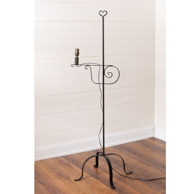 Primitive Wrought Iron Adjustable Floor Lamp with Heart Top USA - The Primitive Pineapple Collection