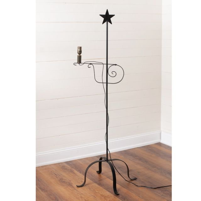 Primitive Wrought Iron Adjustable Floor Lamp with Star Top USA - The Primitive Pineapple Collection