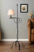 Primitive Wrought Iron Flame Tip Adjustable Floor Lamp with Shade USA - The Primitive Pineapple Collection