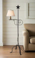 Primitive Wrought Iron Star Top Adjustable Floor Lamp with Shade USA - The Primitive Pineapple Collection