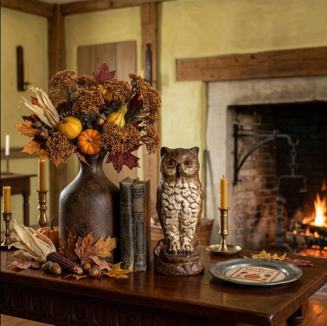 Ragon House 10.25" Vintage Brown Owl Figurine – Fall & Halloween Centerpiece