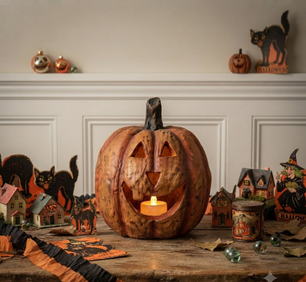 Ragon House Mache 5.5" Orange Big Mouth Pumpkin Jack O Lantern Halloween
