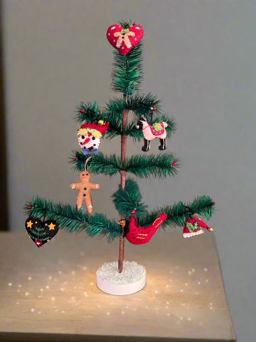 Primitive Christmas Handcrafted Felt 2” Rustic Sheep Ornament - The Primitive Pineapple Collection