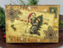 Christmas Handmade Vintage Postcard 5”x7” Canvas Plaque Snowman w/Tree - The Primitive Pineapple Collection