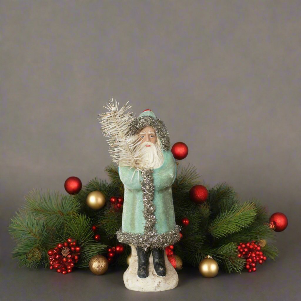Primitive Christmas Ragon " Vintage 8" Blue Velvet German Belsnickle Santa - The Primitive Pineapple Collection