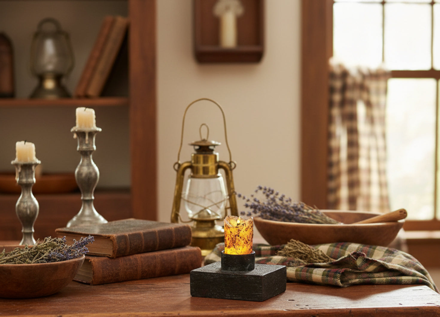 Primitive Farmhouse Country Drip Nook Timer Candle Battery Operated - The Primitive Pineapple Collection