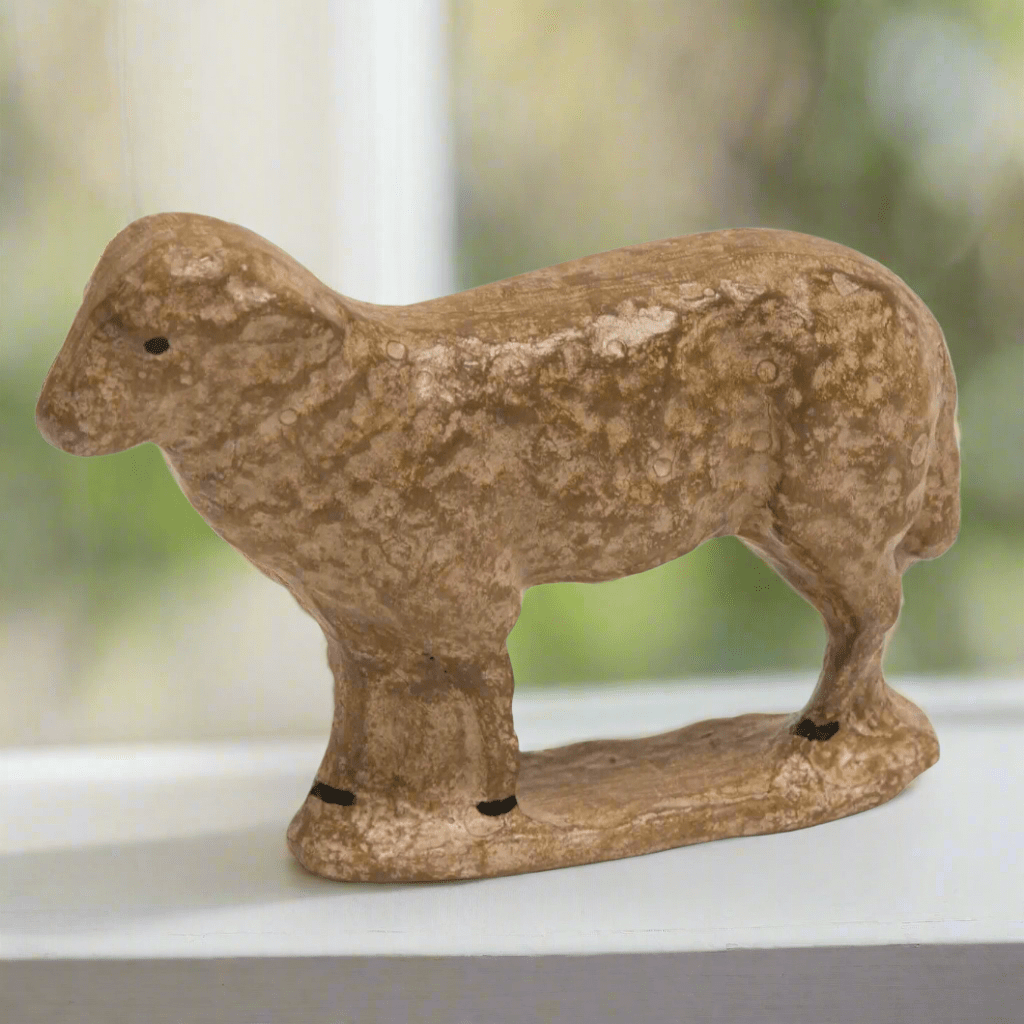 Primitive Country Reproduction Vintage Look 4.5" Resin Sheep Figurine - The Primitive Pineapple Collection