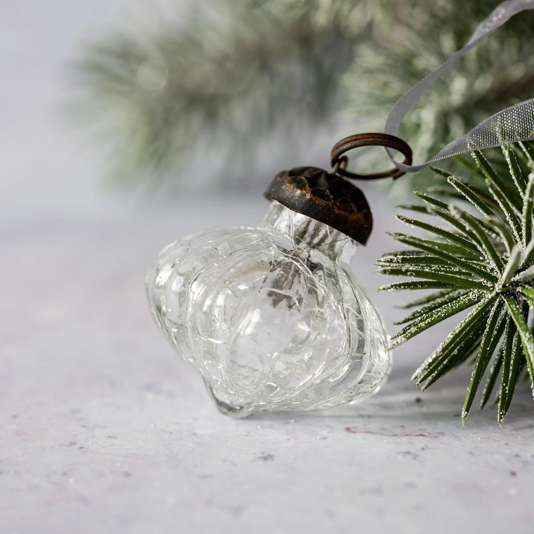 Christmas 6 pc Handmade 1" Glass Christmas Lantern Shape Ornament Vintage Look - The Primitive Pineapple Collection
