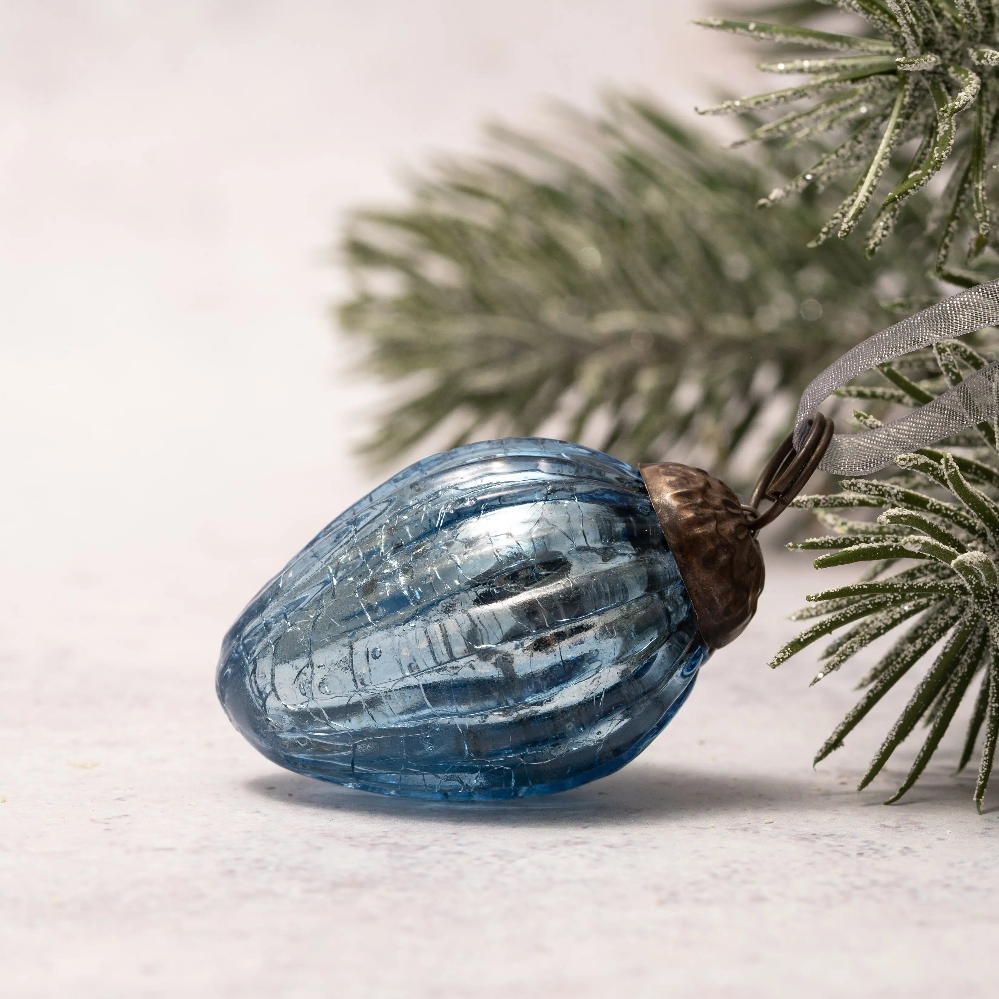 Handcrafted Christmas 1" Vintage Look Glass Pinecone Shaped Ornaments 6 pc set - The Primitive Pineapple Collection