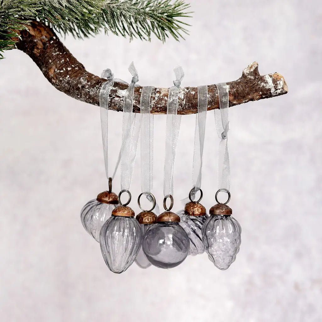 Handcrafted Christmas Handcrafted 1" Assorted Designs Glass Ornaments 6 pc Retro - The Primitive Pineapple Collection