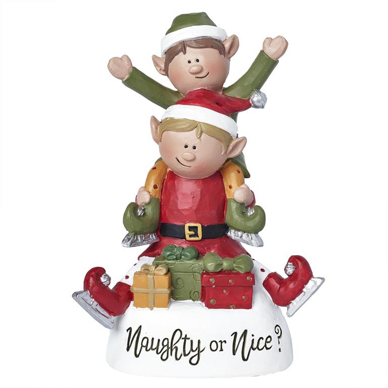 Christmas Blossom Bucket Naughty Or Nice Stacked Elves w/ Christmas Presents - The Primitive Pineapple Collection