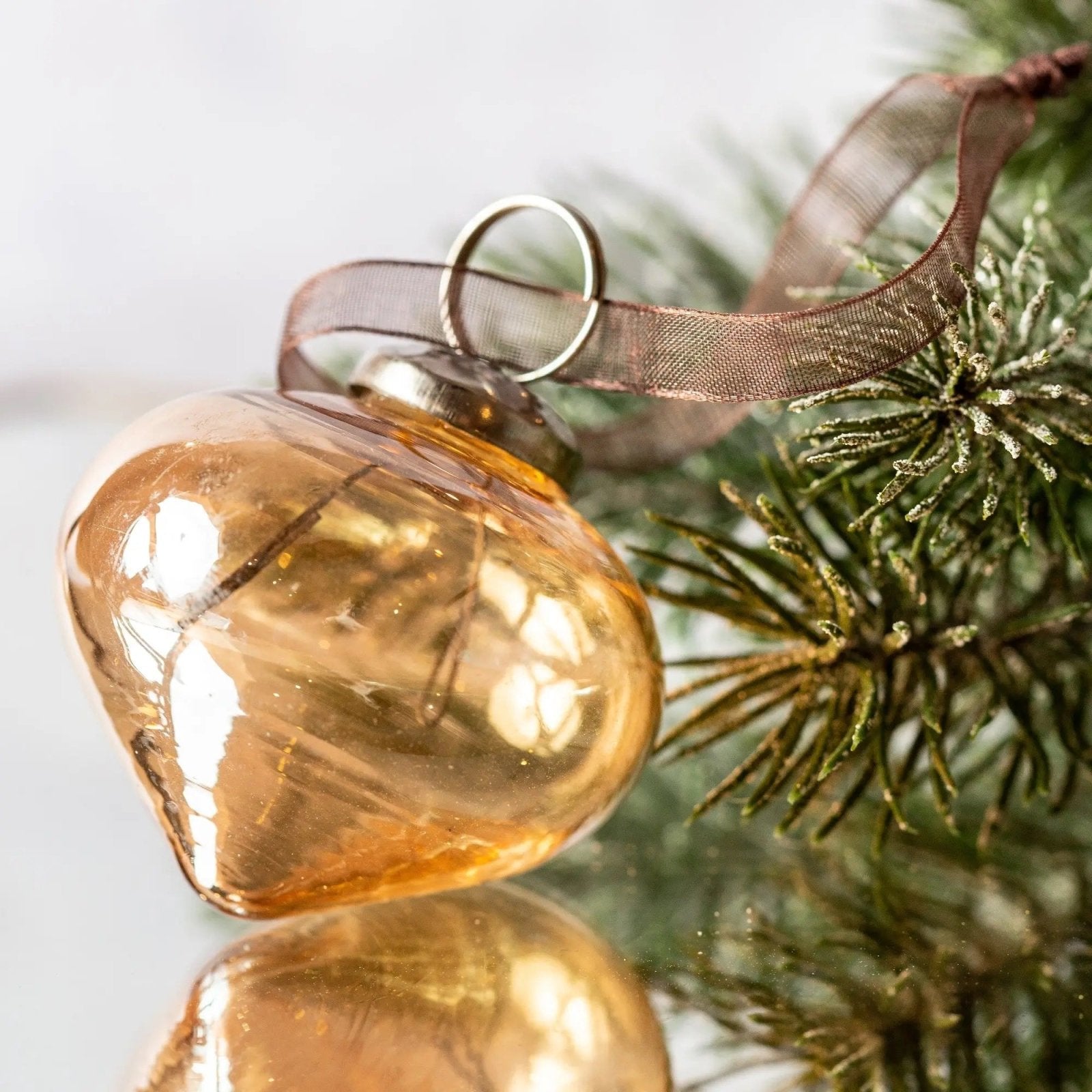 Handcrafted Christmas 2" Luster Glass Lantern shape Ornaments - The Primitive Pineapple Collection
