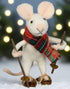 Primitive/Country Christmas Felt Skiing Mouse Ornament - The Primitive Pineapple Collection
