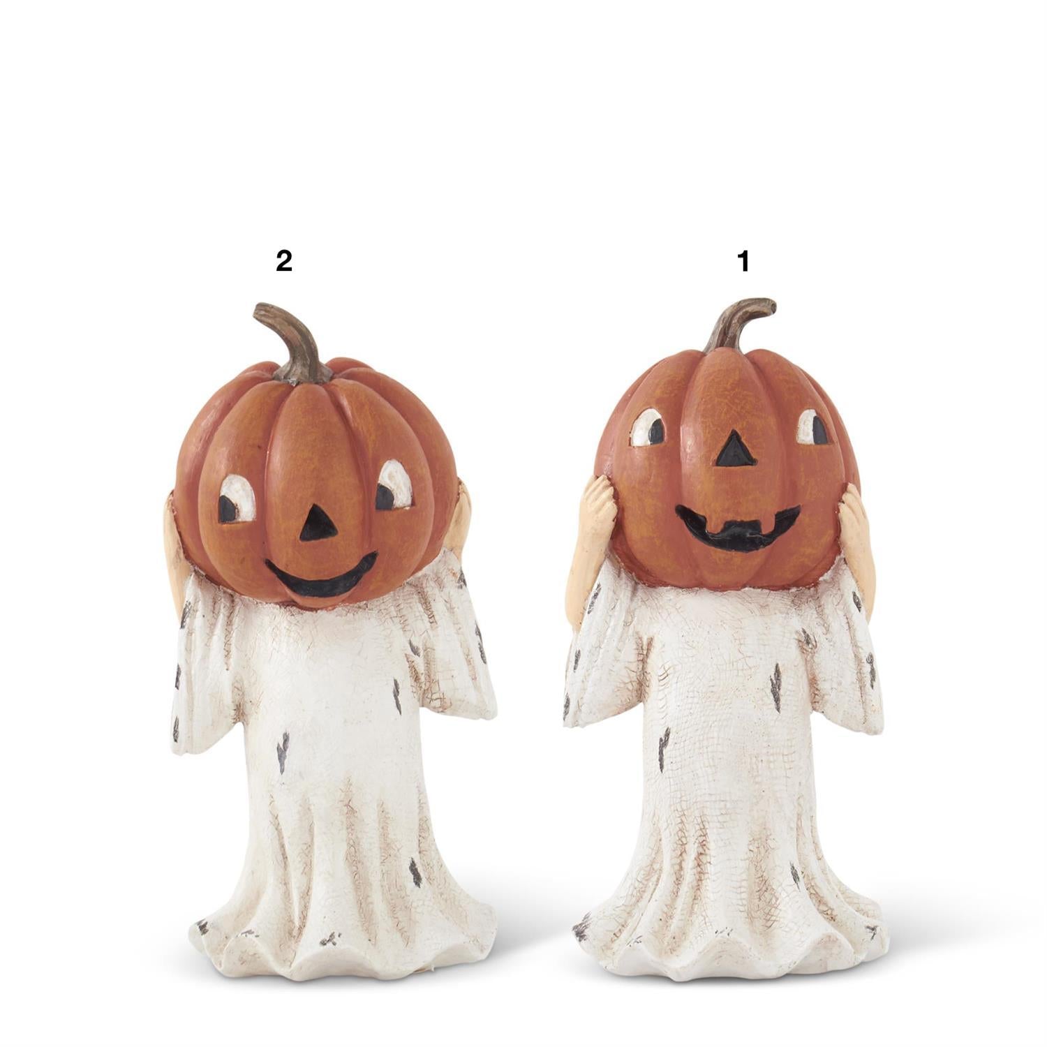 Folk Art Halloween 6.25 "Silly Jack O Lantern Head Ghost Figurine 2 Styles - The Primitive Pineapple Collection