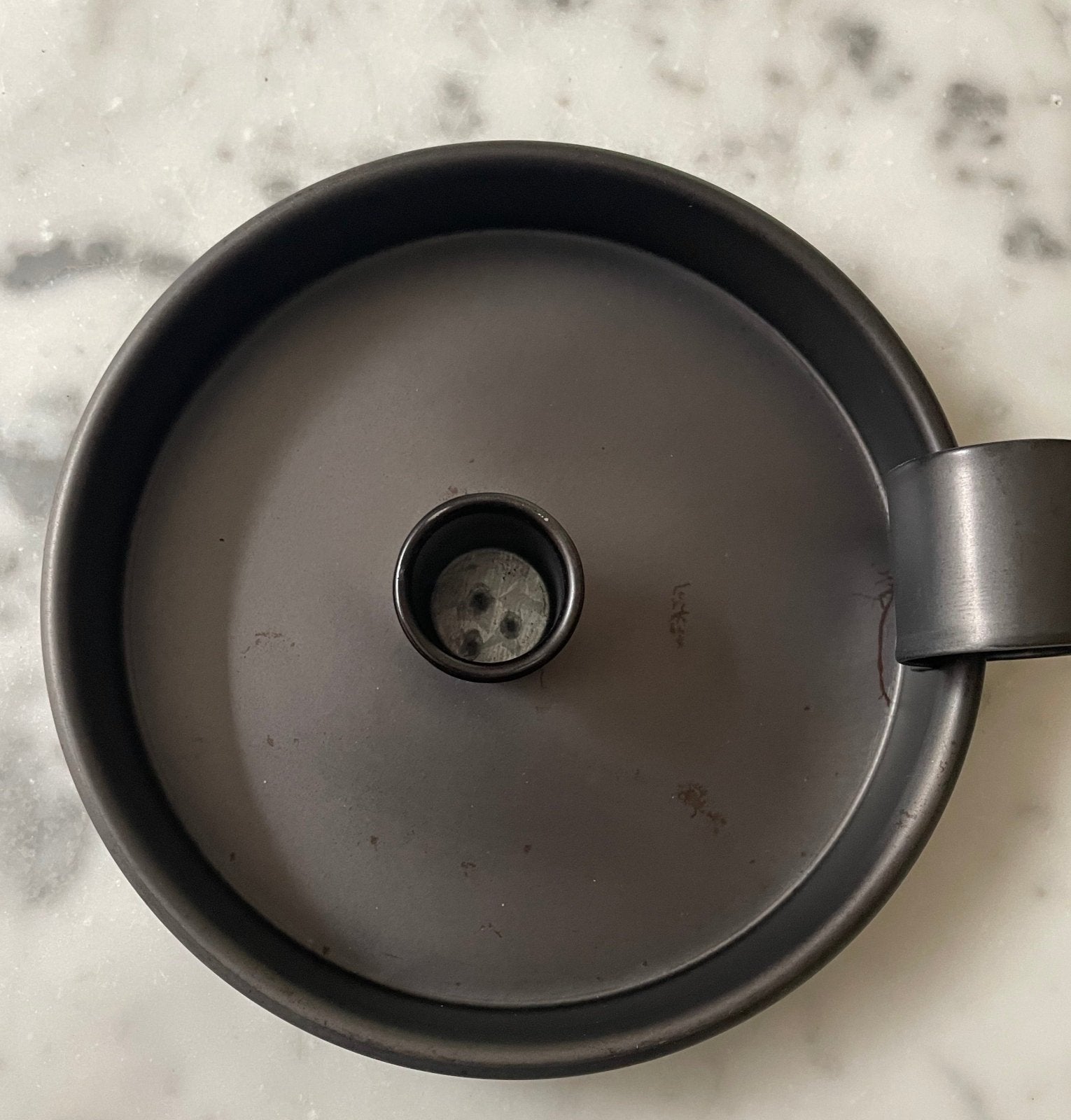 Primitive Farmhouse 5" Black Metal Taper Candle Pan with Thumb Ring - The Primitive Pineapple Collection