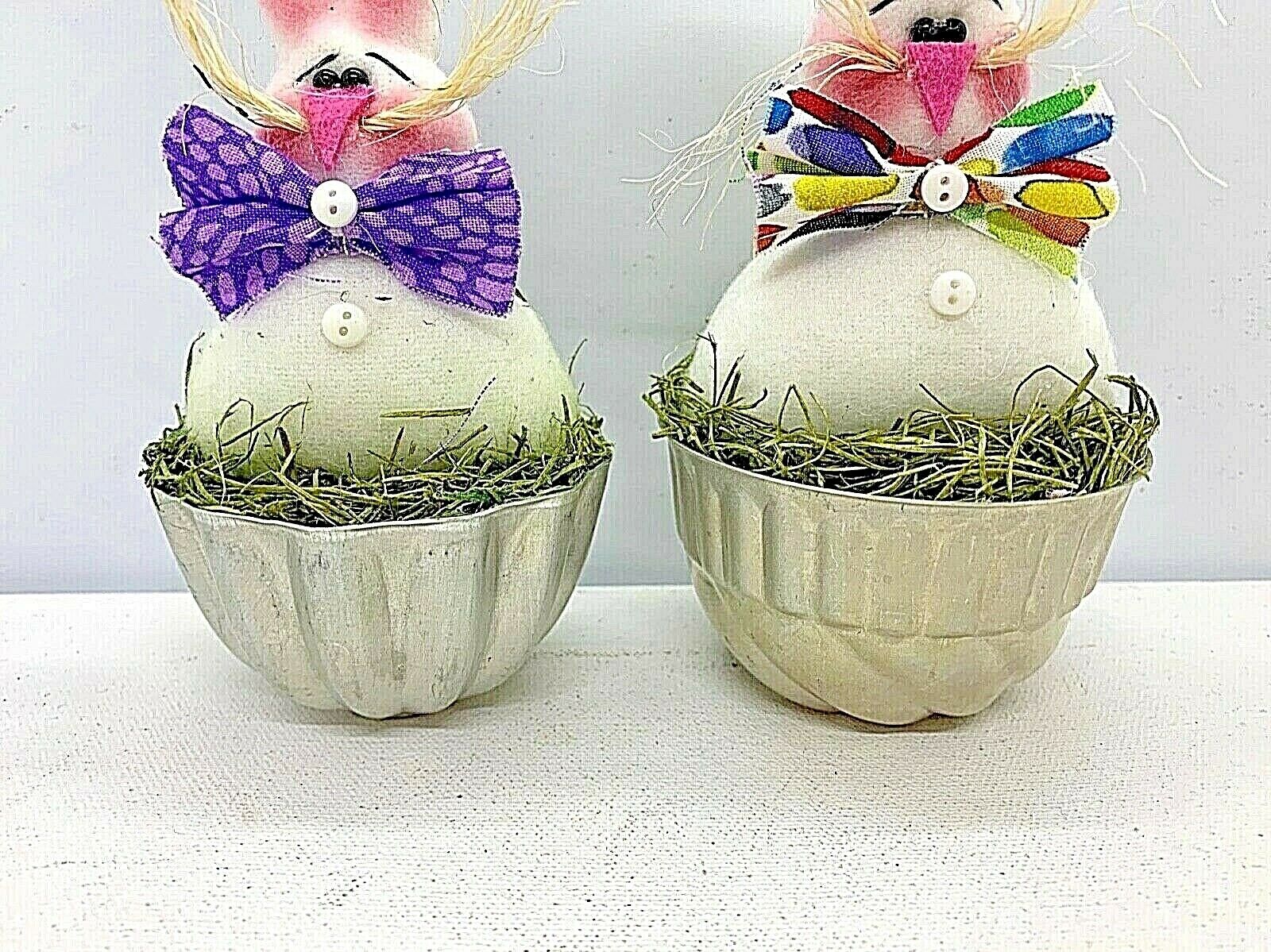 Primitive/Country Handmade Bunny Cakes Rabbit in Jello tin Mold Spring/Easter Sm - The Primitive Pineapple Collection