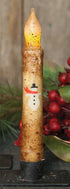 PRIMITIVE 6" Snowman Taper Candle Timer Burnt Ivory Christmas Holiday - The Primitive Pineapple Collection