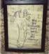 Primitive Colonial Stitched Folk Art Framed Sampler Stockings were Hung 8" x10" - The Primitive Pineapple Collection
