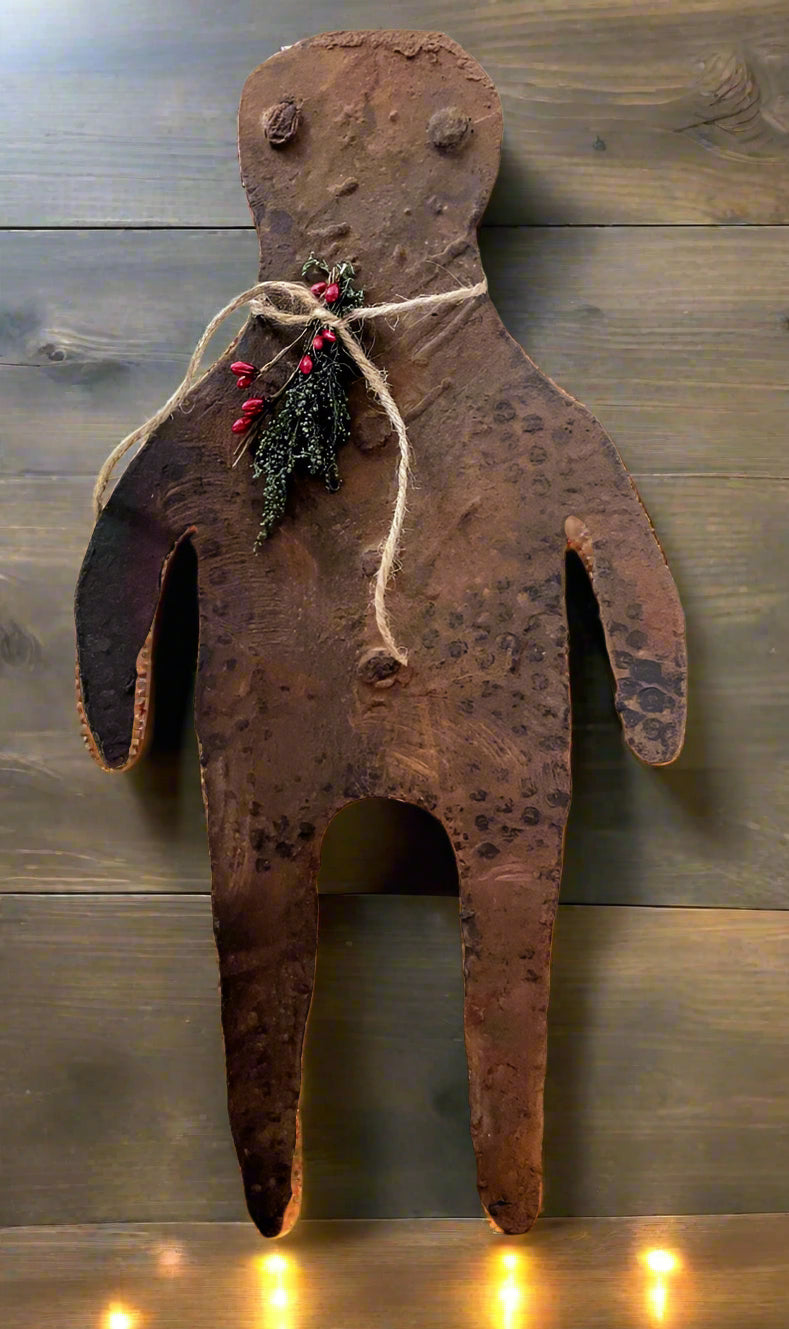 Primitive Colonial Wax Dipped Cinnamon Dusted XL Gingerbread Man 18.5" - The Primitive Pineapple Collection