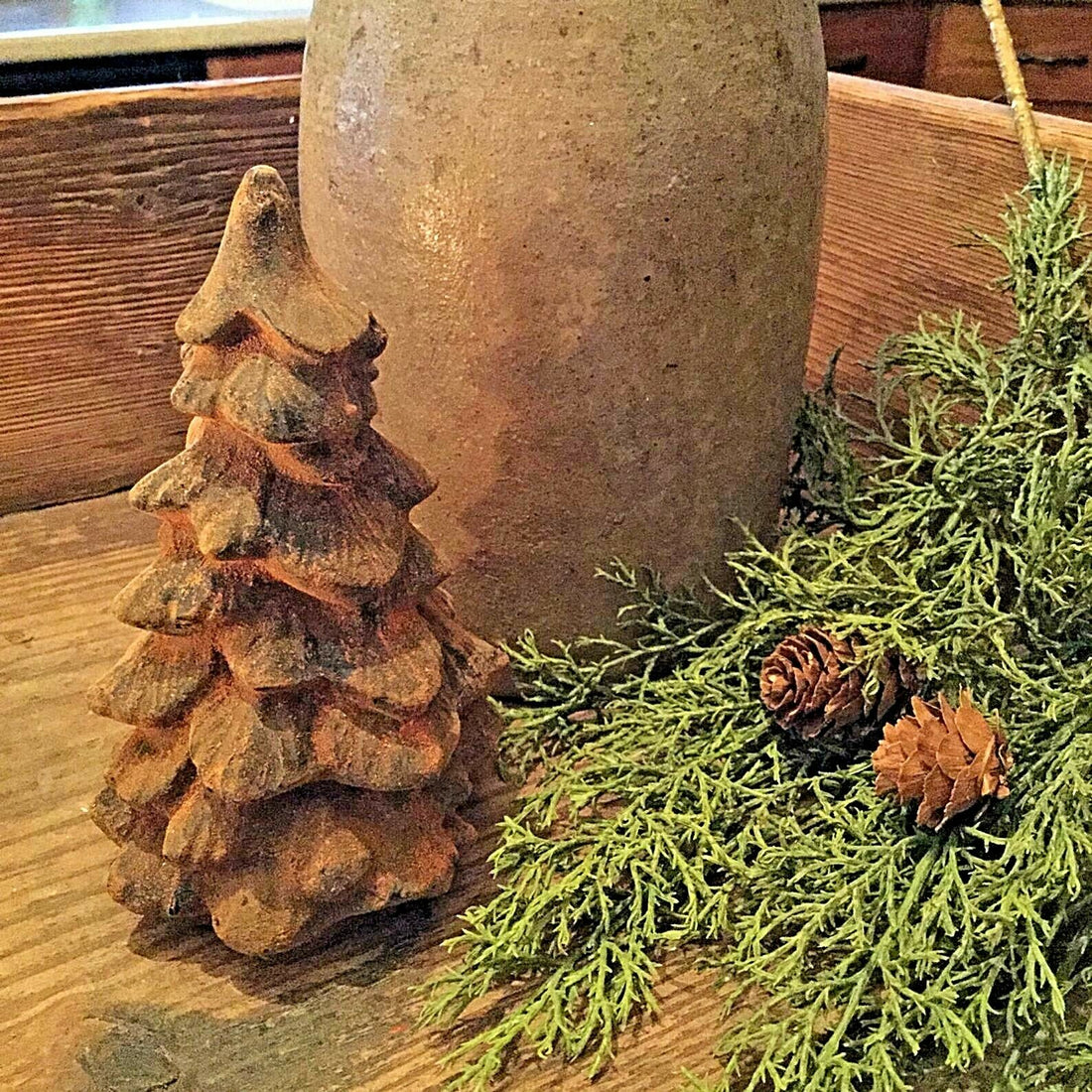 Primitive Handmade Blackened Beeswax Scented Christmas /Evergreen Tree - The Primitive Pineapple Collection