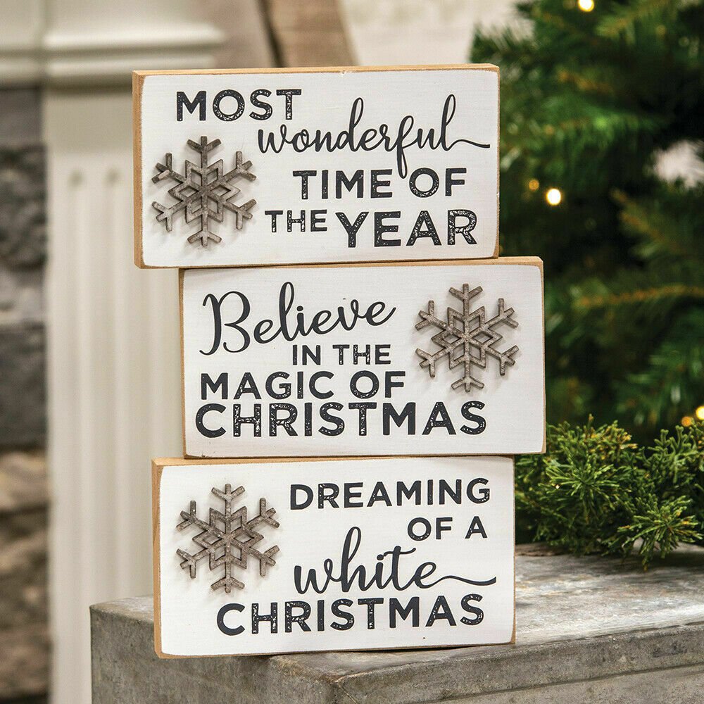 Primitive Farmhouse 3”x6”Believe In the Magic of Christmas Block - The Primitive Pineapple Collection