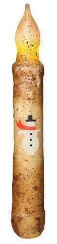 PRIMITIVE 6" Snowman Taper Candle Timer Burnt Ivory Christmas Holiday - The Primitive Pineapple Collection
