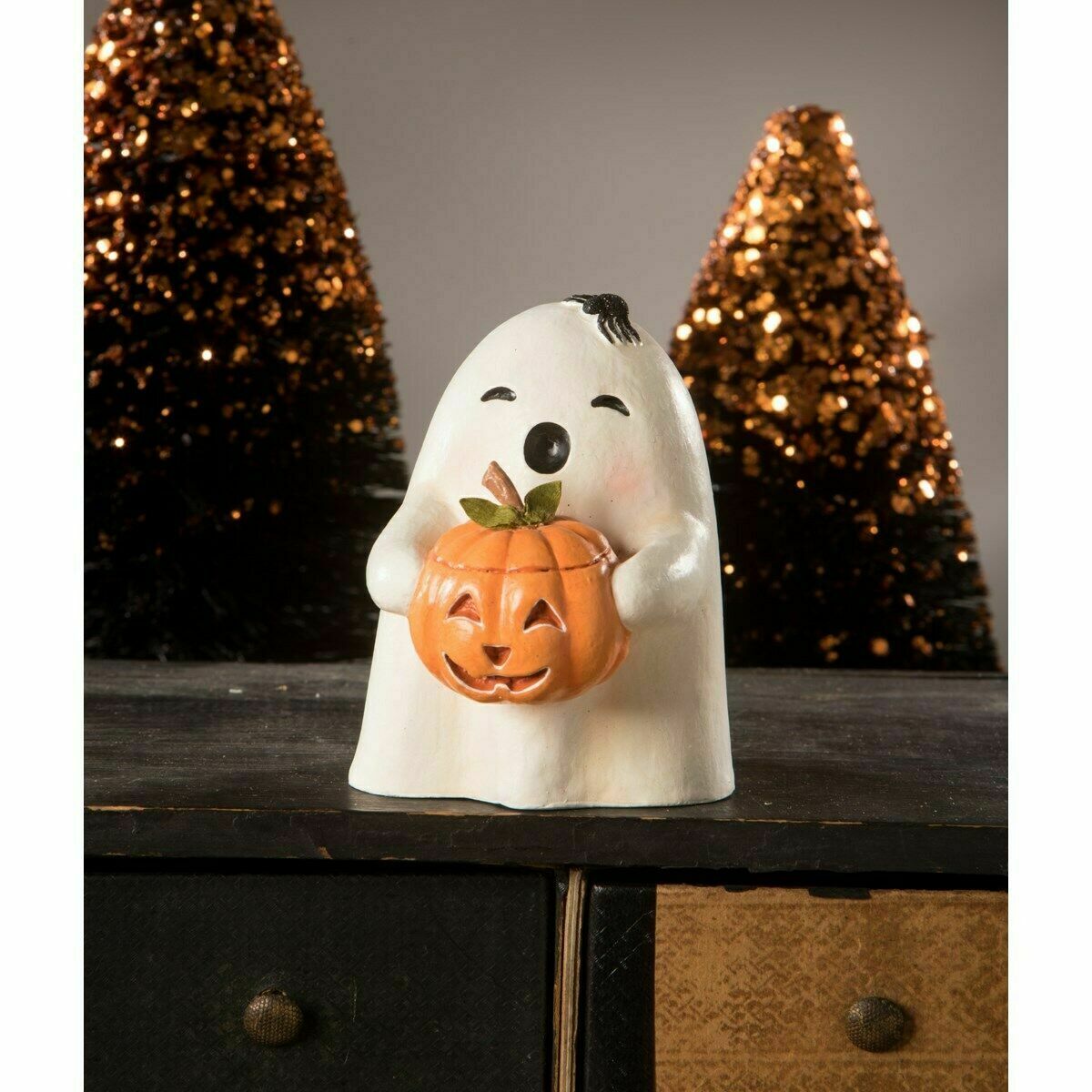 Bethany Lowe Ghost Gilbert with Pumpkin Halloween Figure TL0245 - The Primitive Pineapple Collection