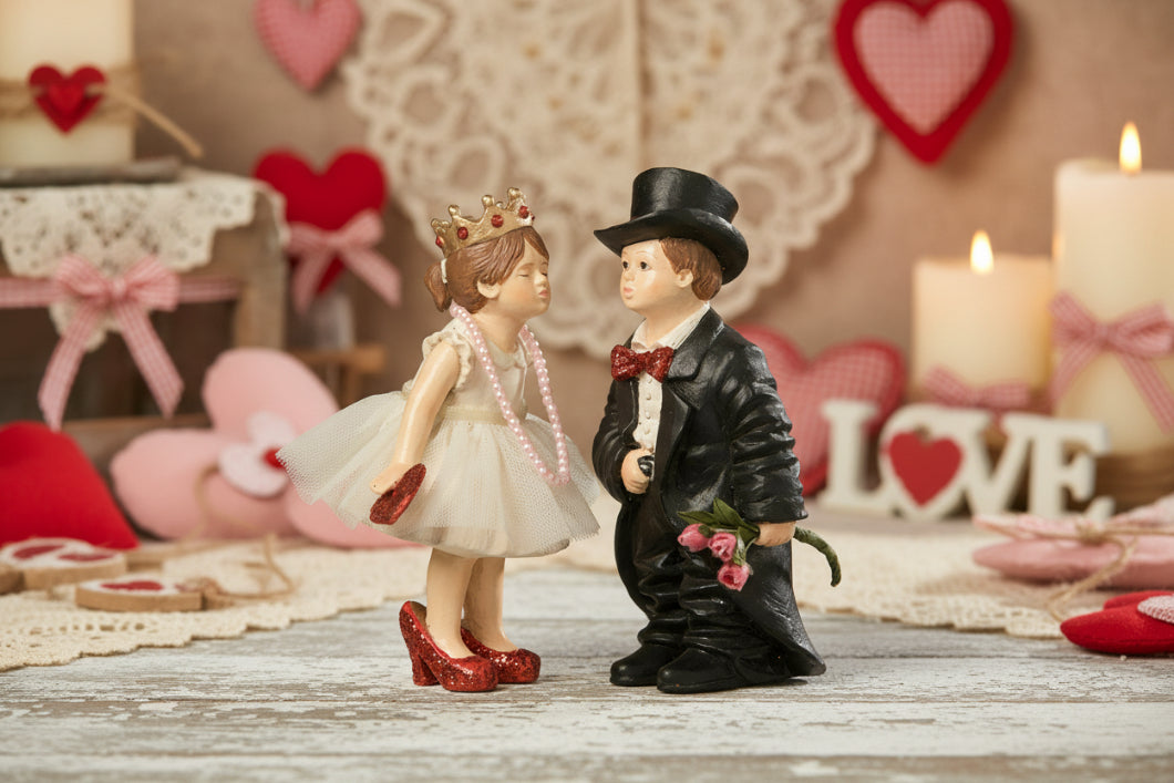 Bethany Lowe Valentine Kiss Valentines Day Decor Figurine Set/2 - The Primitive Pineapple Collection