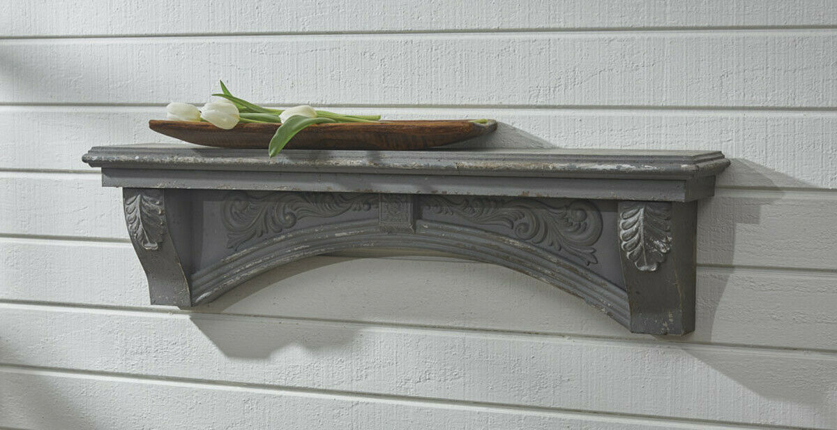 Primitive Country Mantle Shelf Distressed Aged Gray Vintage Look - The Primitive Pineapple Collection