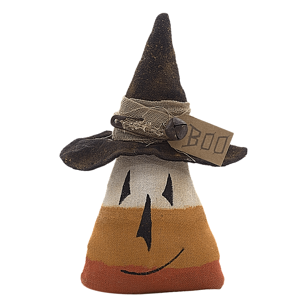 Primitive Country Halloween Rustic Fabric Candy Corn Witch 5 x 7 in - The Primitive Pineapple Collection
