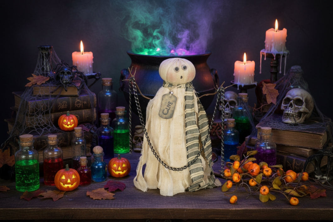 Honey and Me Halloween Clive Salvage Ghost w/ Chains F170301 - The Primitive Pineapple Collection