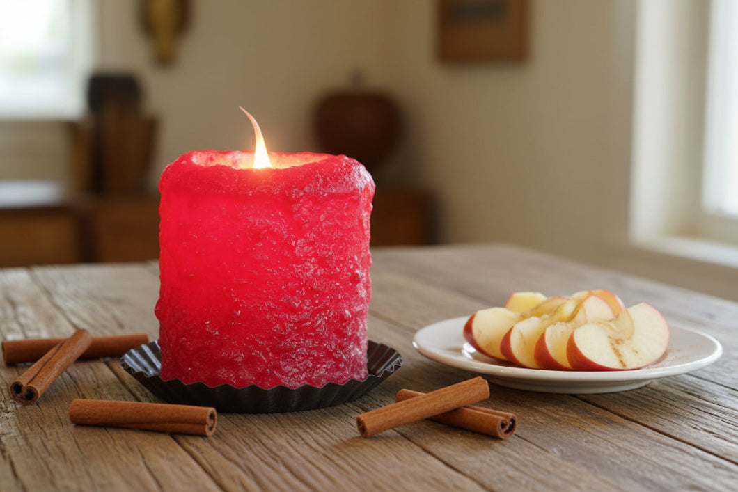 Primitive/Country Handcrafted Electric Hearth Candle Apple Cinnamon 5" x 4&