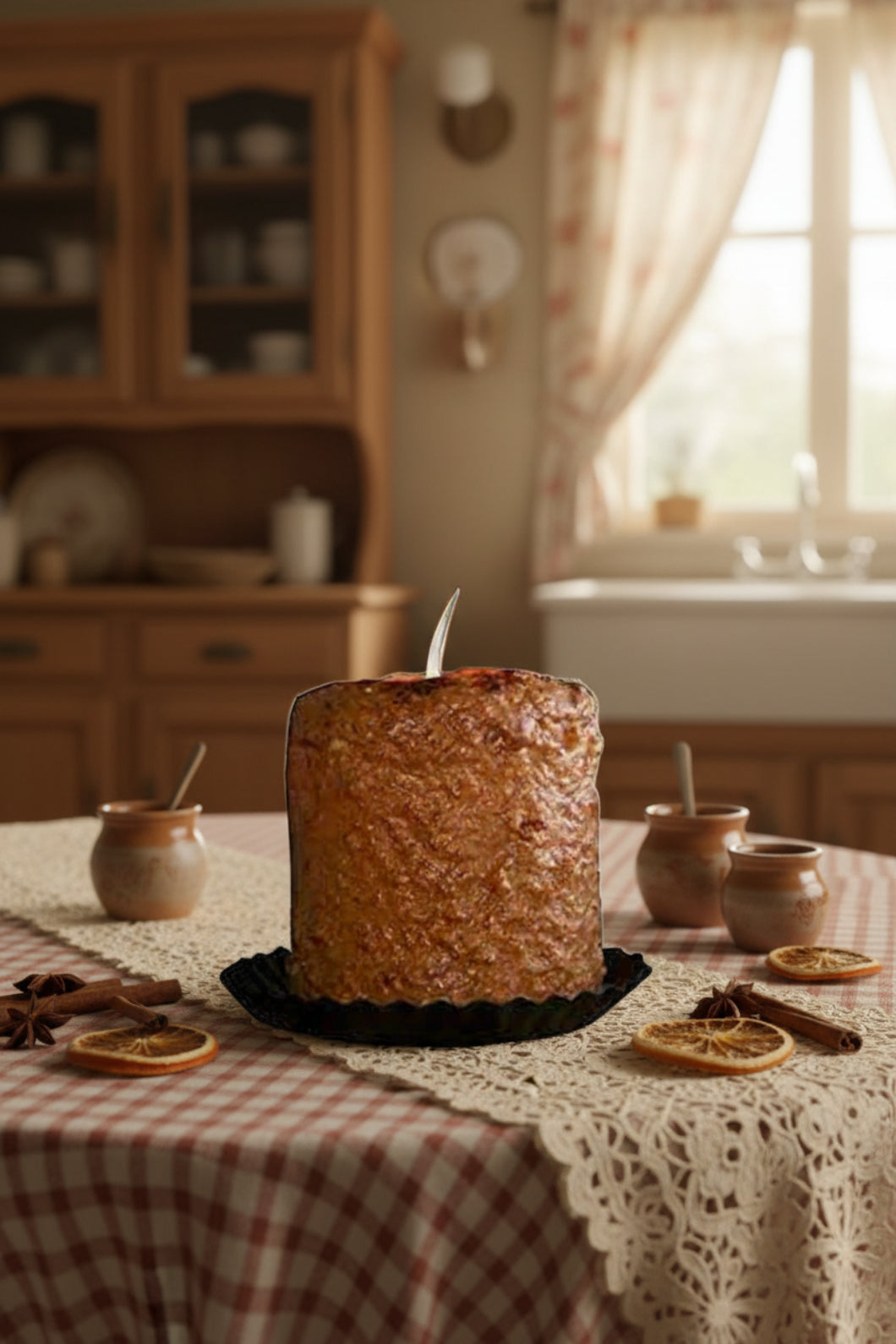 Primitive/Country Handcrafted Electric Hearth Candle Cinnamon Buns 5" x 4&