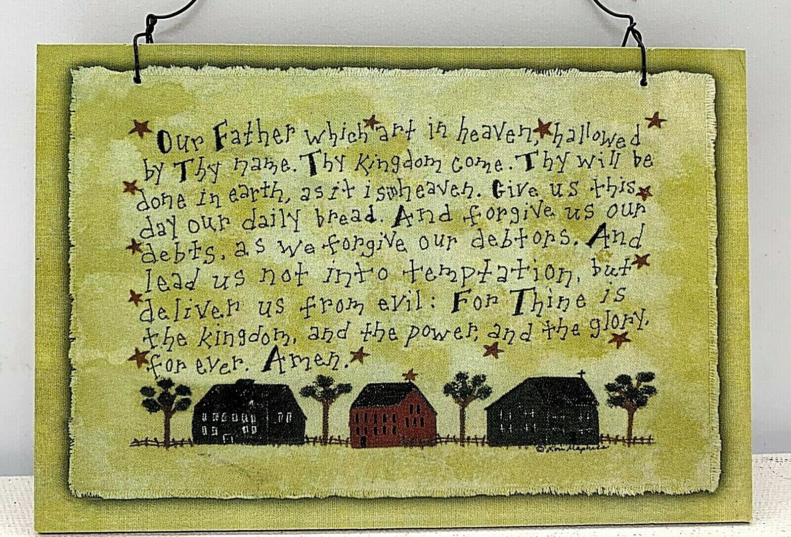 Primitive /Country 4" x 6 " wall Plaque "OUR FATHER " Hanging Farmhouse - The Primitive Pineapple Collection