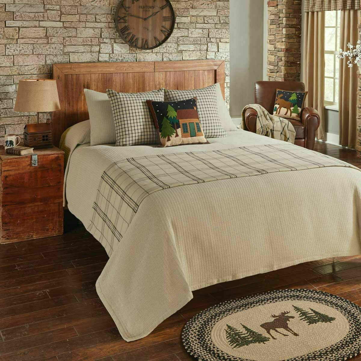 Primitive/Country Farmington Oatmeal King/Queen Bedspread Quilt - The Primitive Pineapple Collection