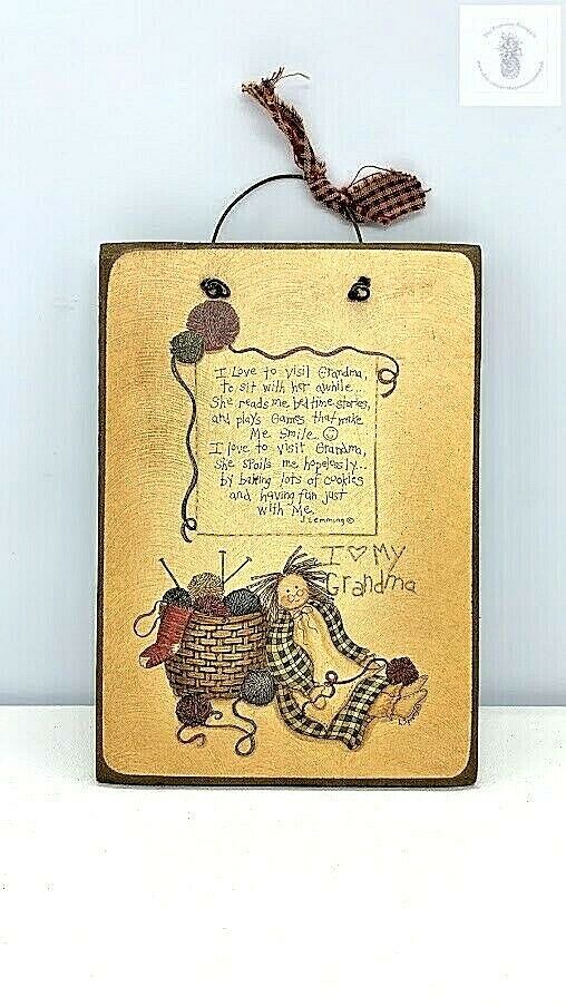 Rustic I LOVE MY GRANDMA Sign rustic farmhouse style primitive wood grandmother plaque - The Primitive Pineapple Collection