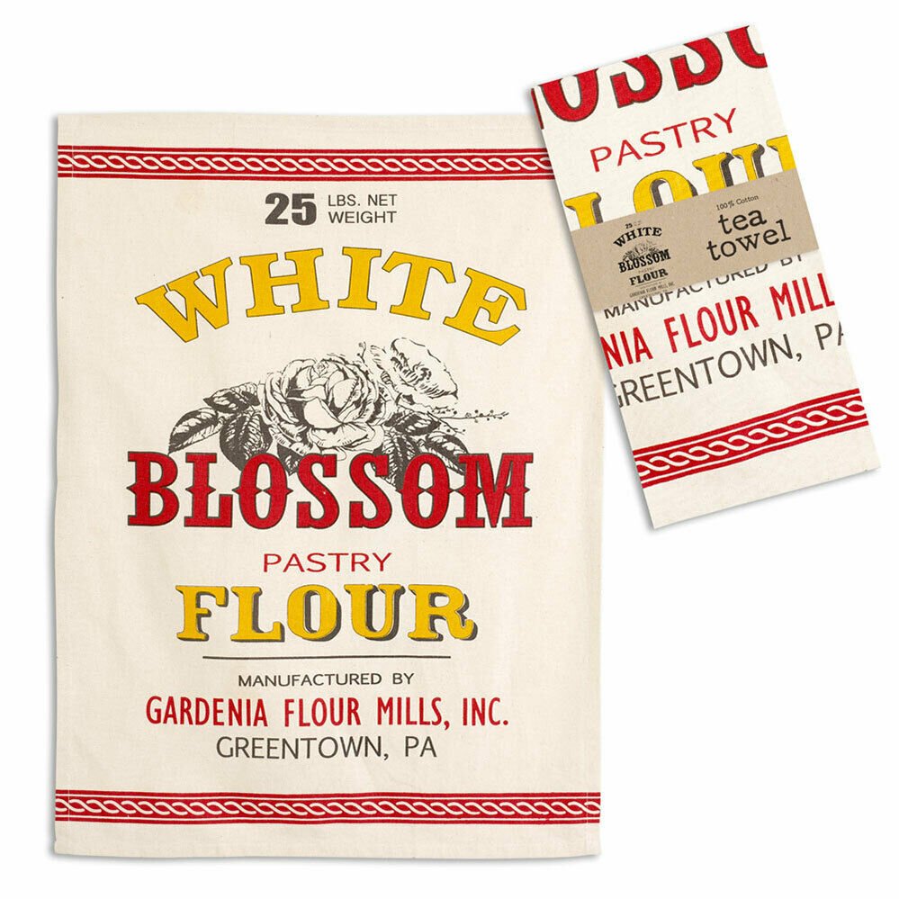 Primitive/Country White Blossom Flour Tea Towel General Store/Retro - The Primitive Pineapple Collection